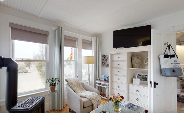 sitting room with hardwood / wood-style floors