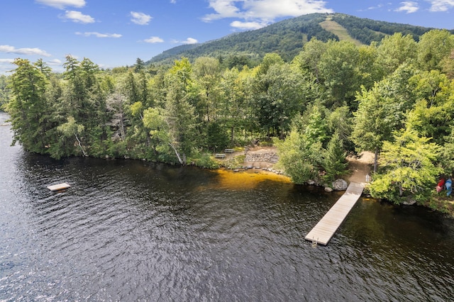 aerial view featuring a water and mountain view