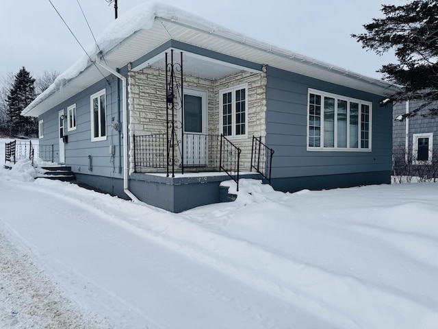 view of snow covered exterior