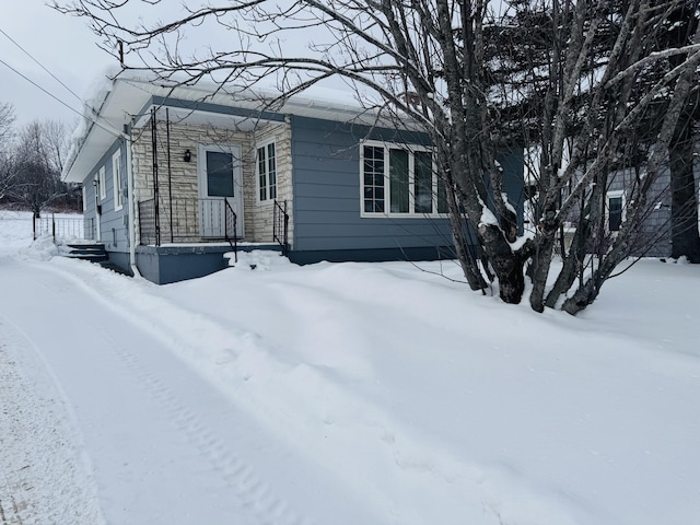 view of snowy exterior