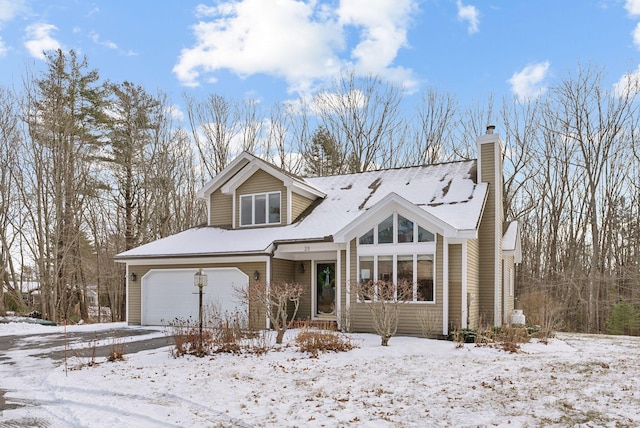 view of front of property with a garage