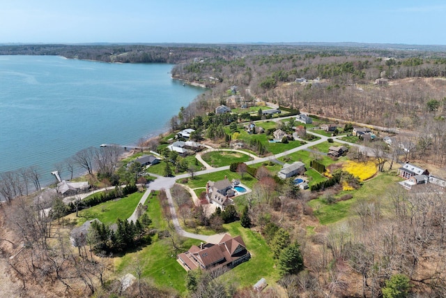 6 Ebb Tide Dr, Cumberland, ME 04110 - drone / aerial view featuring a water view and a wooded view