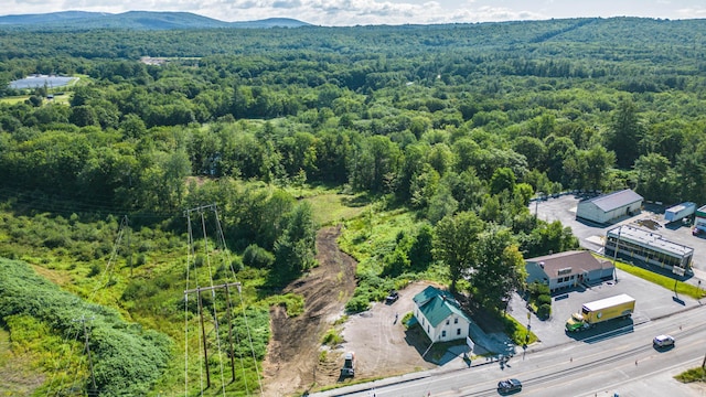 drone / aerial view featuring a mountain view