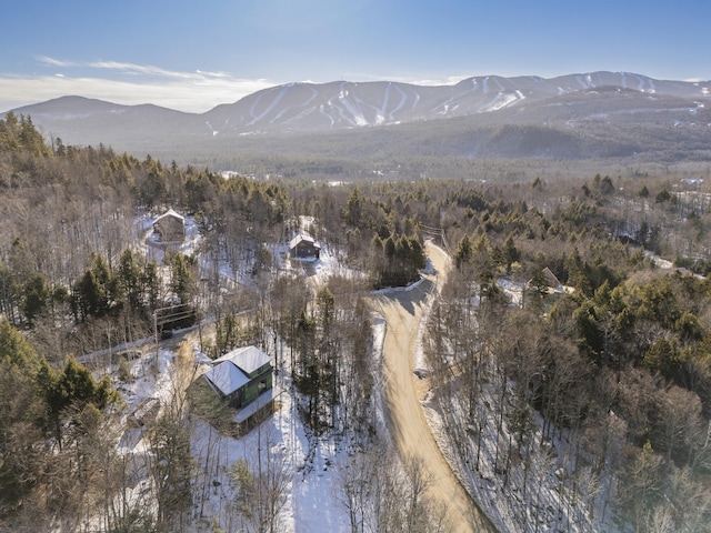 drone / aerial view featuring a mountain view