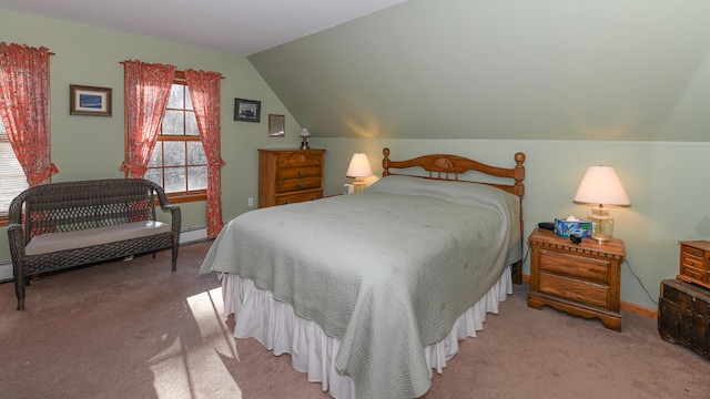 22 Jewett Rd, Raymond, ME 04071 - carpeted bedroom with vaulted ceiling and baseboard heating