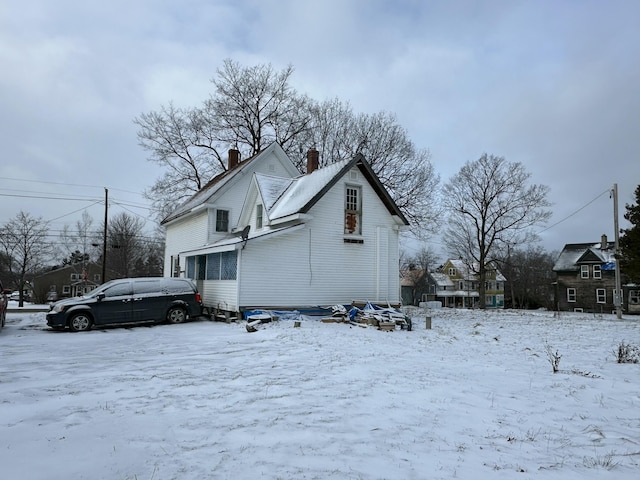 view of snow covered exterior