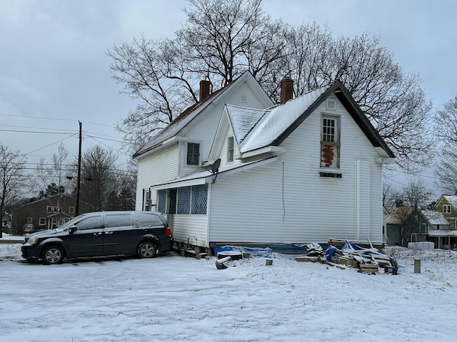 view of snow covered exterior