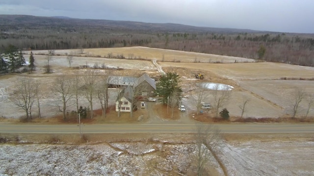 birds eye view of property featuring a rural view