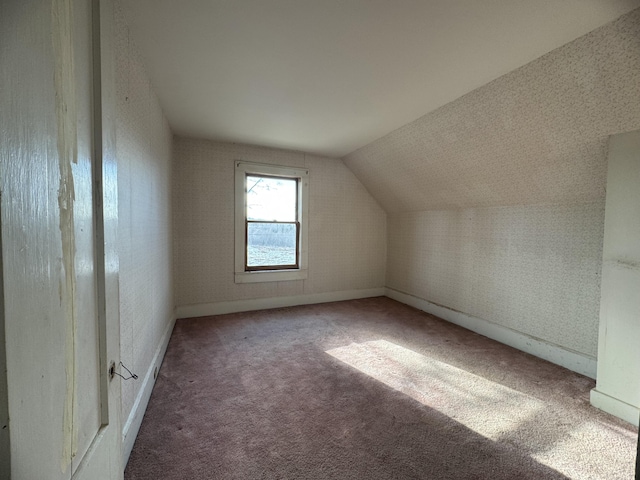 additional living space featuring carpet and lofted ceiling