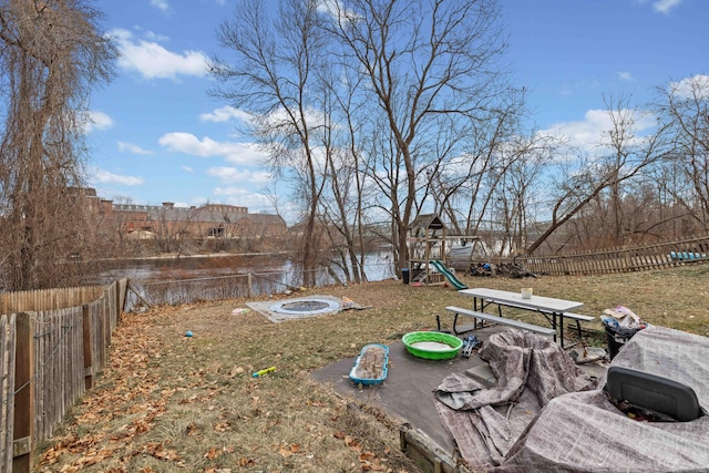 view of yard with a playground