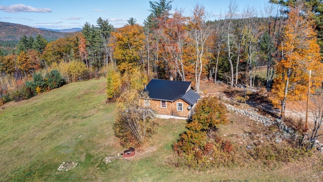 aerial view featuring a mountain view