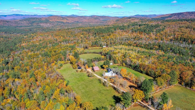 drone / aerial view featuring a mountain view