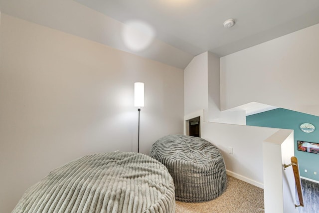 433 Works Rd, Jackson, ME 04921 - bedroom featuring carpet floors and vaulted ceiling