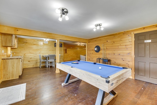 433 Works Rd, Jackson, ME 04921 - rec room with hardwood / wood-style flooring, sink, and billiards