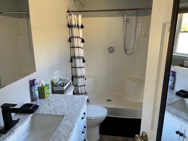 433 Works Rd, Jackson, ME 04921 - bathroom with a shower with shower curtain, vanity, and toilet