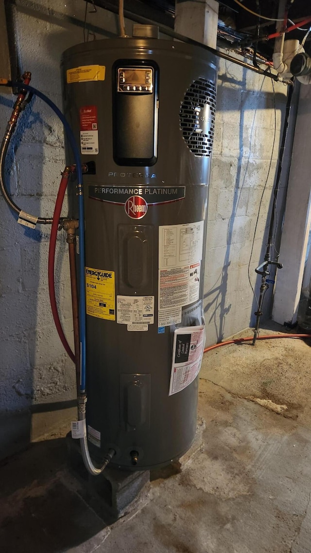 utility room with water heater