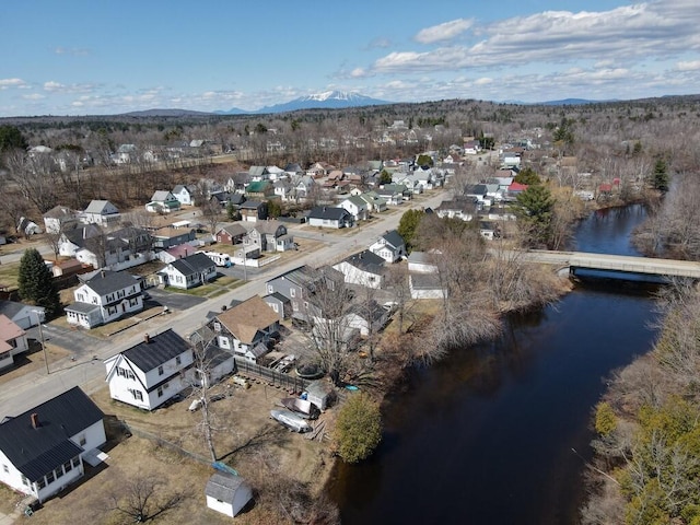 aerial view with a residential view and a water and mountain view