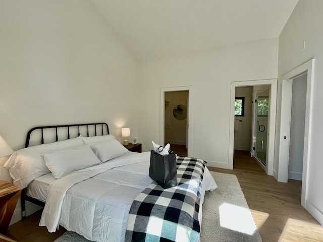 bedroom with light hardwood / wood-style flooring