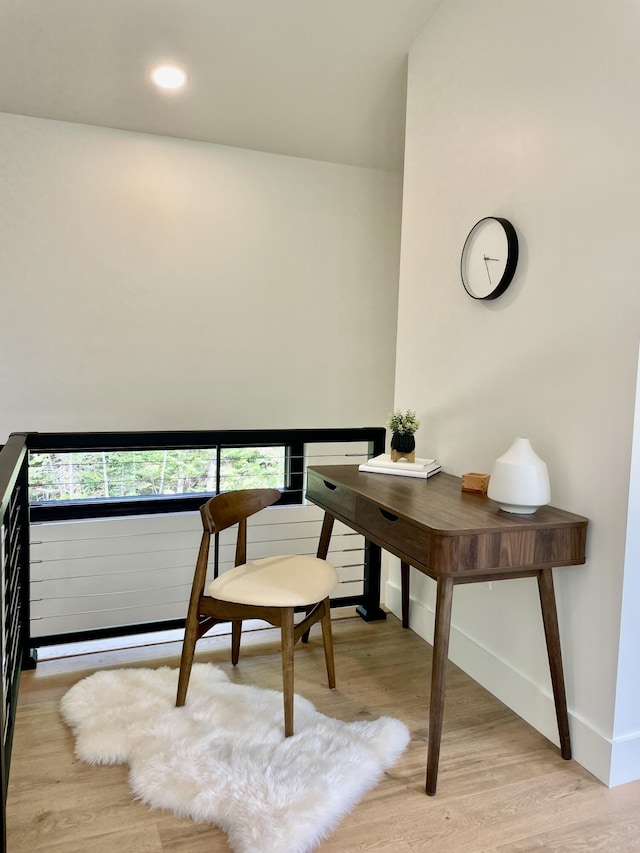 office area with light wood-type flooring