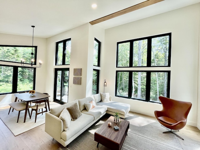 living room with light hardwood / wood-style flooring