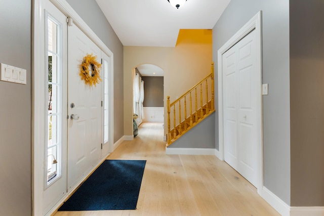 foyer entrance featuring light hardwood / wood-style flooring