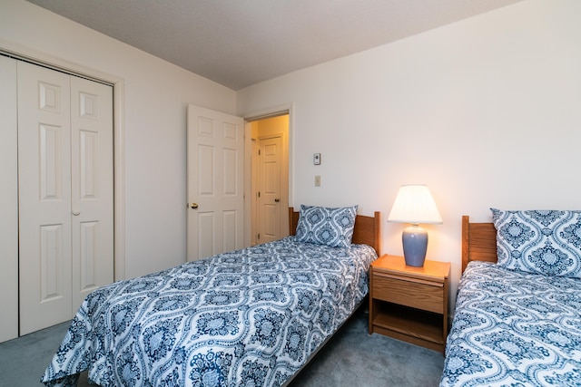 bedroom featuring a closet and carpet