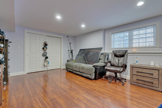 interior space with hardwood / wood-style flooring