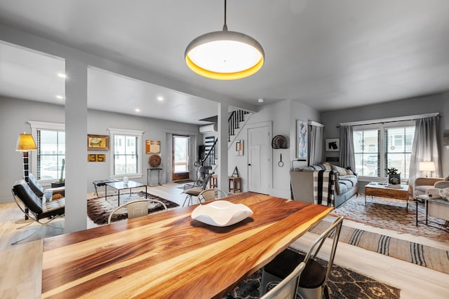 dining room with light wood-type flooring