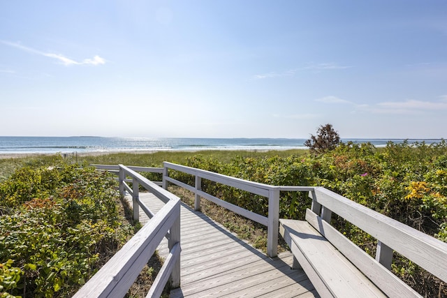 exterior space with a view of the beach and a water view