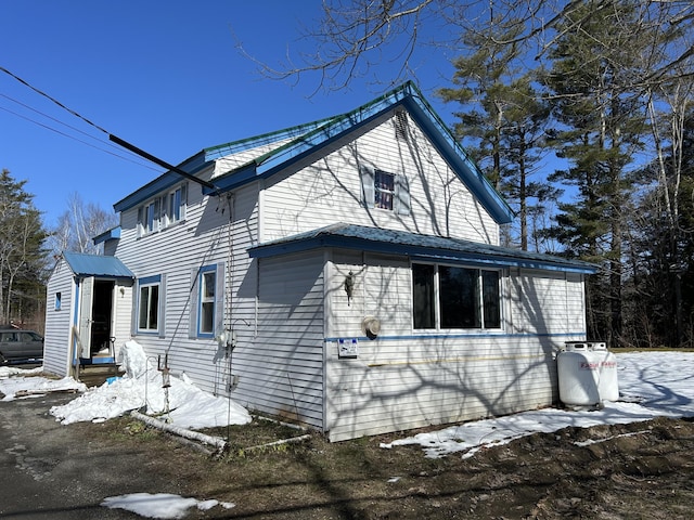 view of snow covered exterior