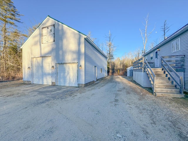 exterior space with a garage