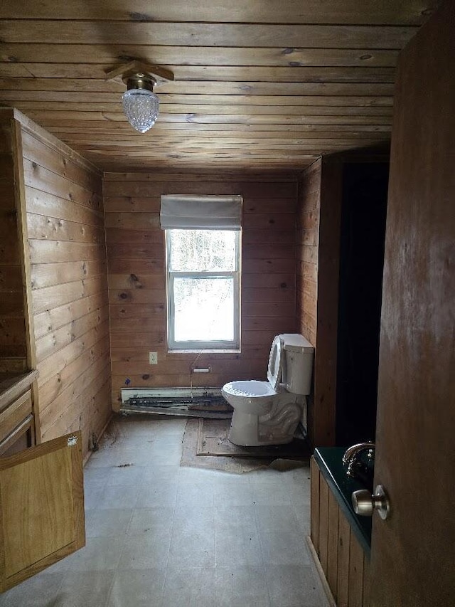 interior space featuring wood walls and wooden ceiling