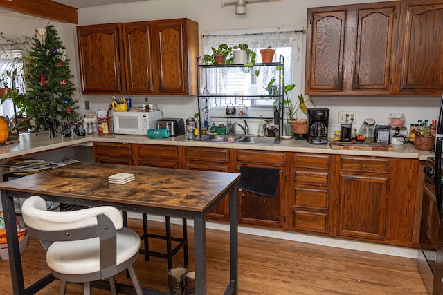 kitchen with light wood-type flooring and sink