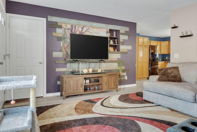 living room featuring light wood-type flooring