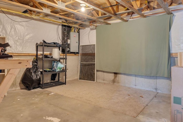 basement with electric panel