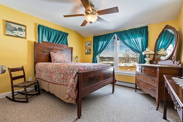 10 Seaside Ave, Saco, ME 04072 - bedroom featuring light carpet, ceiling fan, baseboard heating, and baseboards