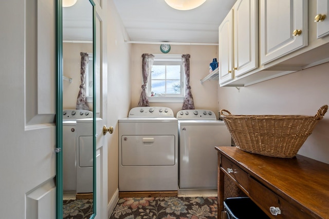 10 Seaside Ave, Saco, ME 04072 - clothes washing area featuring separate washer and dryer, ornamental molding, and wood finished floors