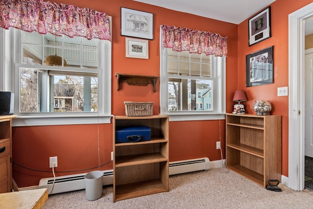 10 Seaside Ave, Saco, ME 04072 - detailed view of baseboard heating, carpet flooring, and baseboards
