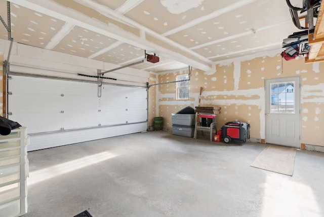 garage with a garage door opener