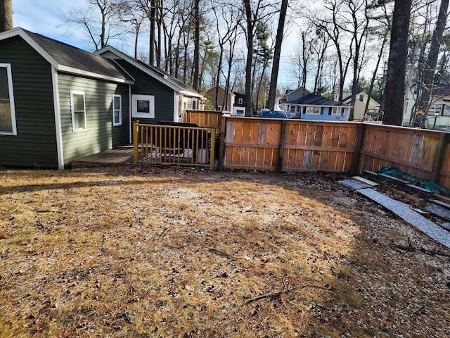 view of yard featuring a deck