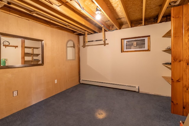 basement featuring baseboard heating