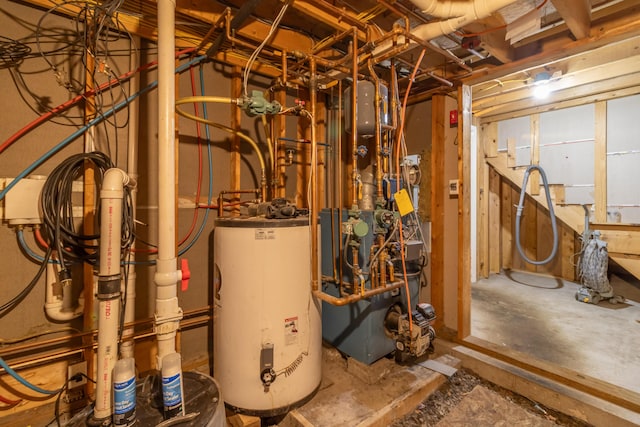 utility room featuring water heater