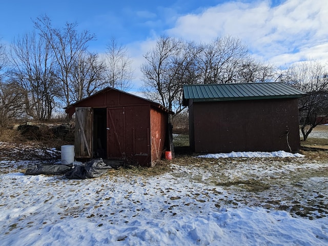 view of snow covered structure