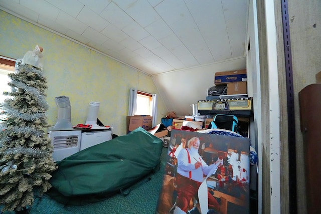 interior space featuring lofted ceiling