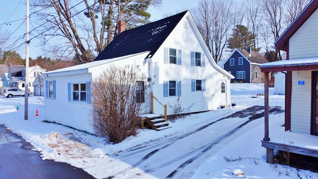 view of snow covered exterior