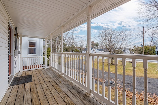 wooden deck with covered porch