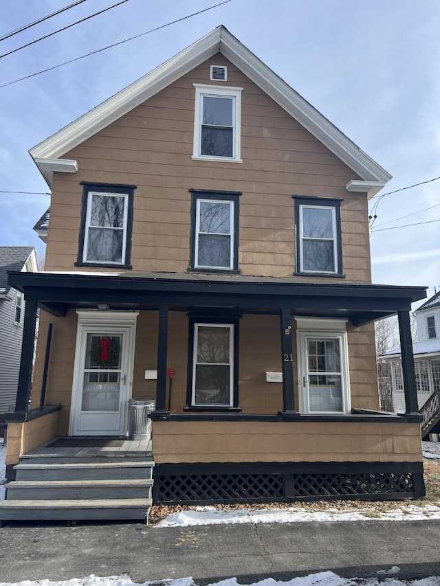 view of front facade featuring covered porch