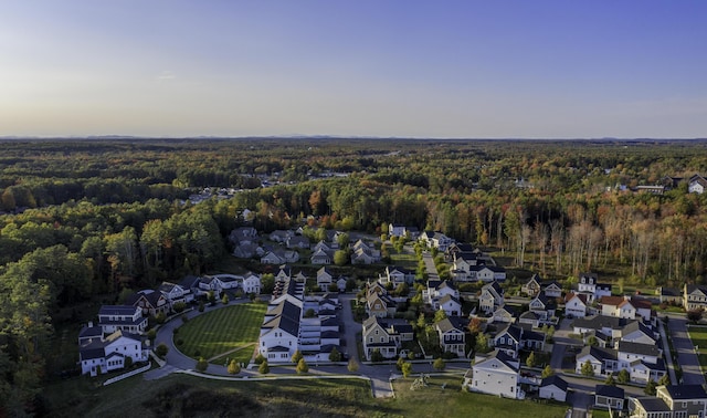 view of aerial view at dusk