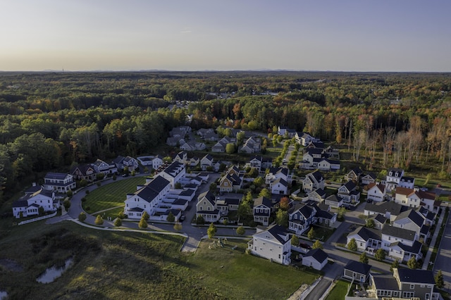 view of aerial view at dusk