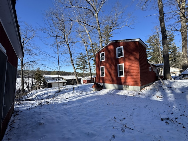 view of snow covered exterior